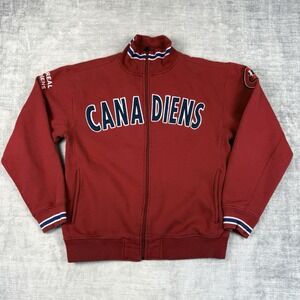 Montreal Canadiens Jacket Mens XL Red Full Zip Track Vintage 90s Waves Varsity